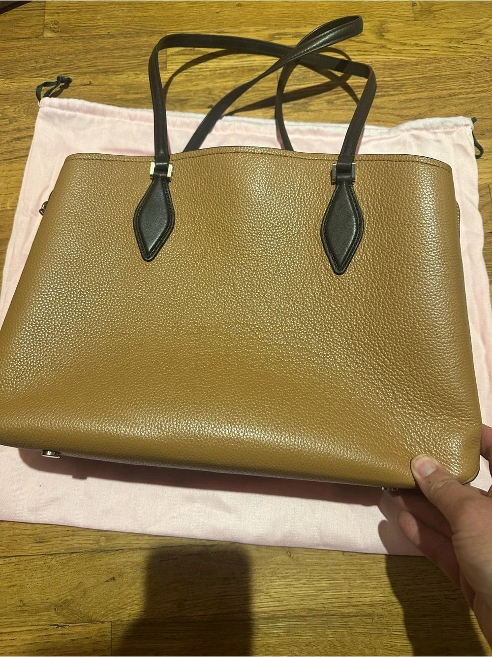 kate spade Tan Pebbled Leather Tote with Brown Straps